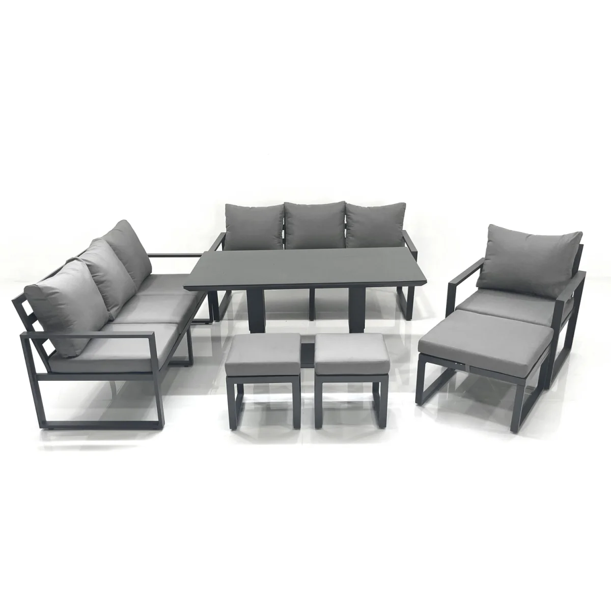 Fimous Outdoor Aluminium Lounge Set with Adjustable Table Dark Grey - Dark Grey – image 2
