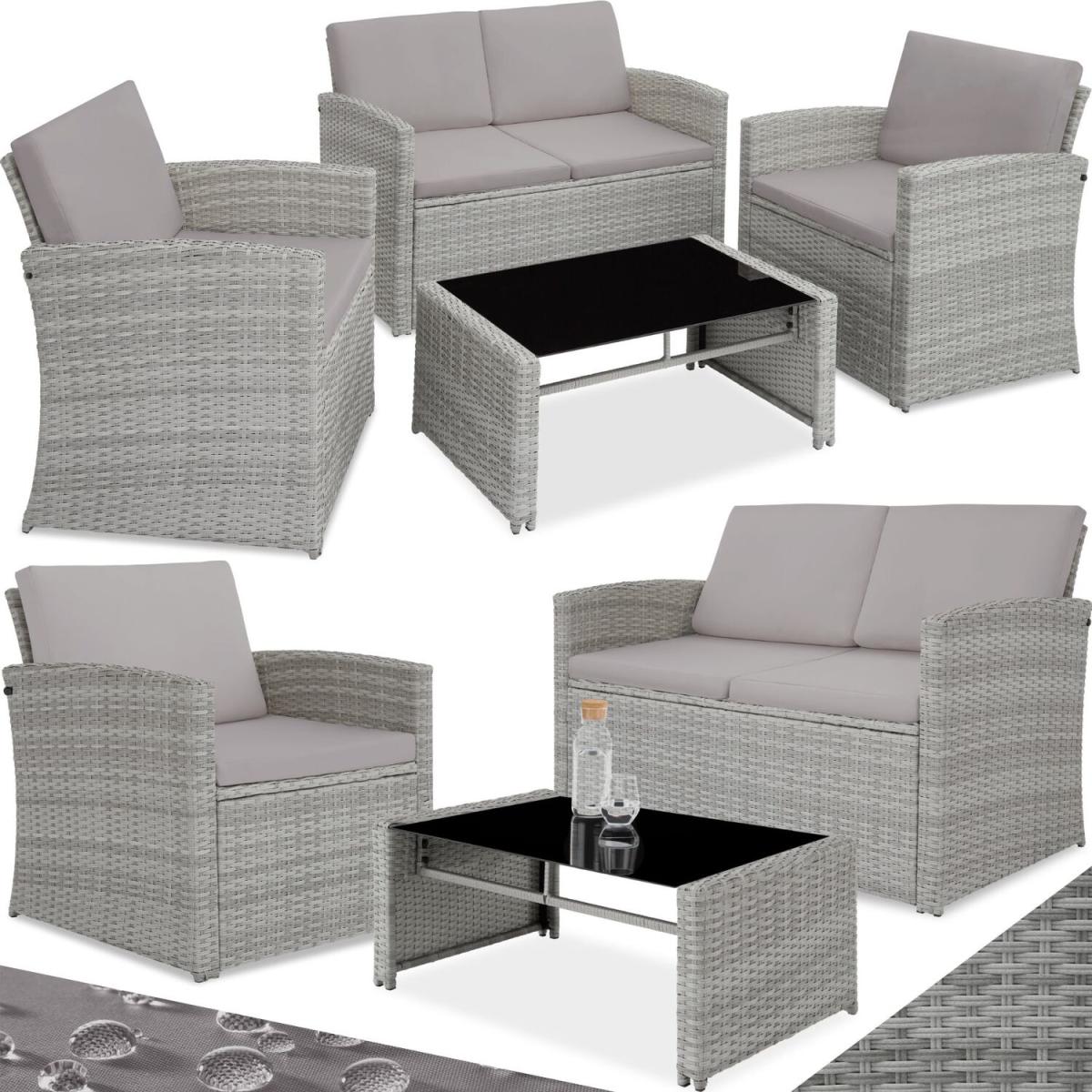 Rattan Garden Set Lucca 4 Seats, 1 Table - Grey