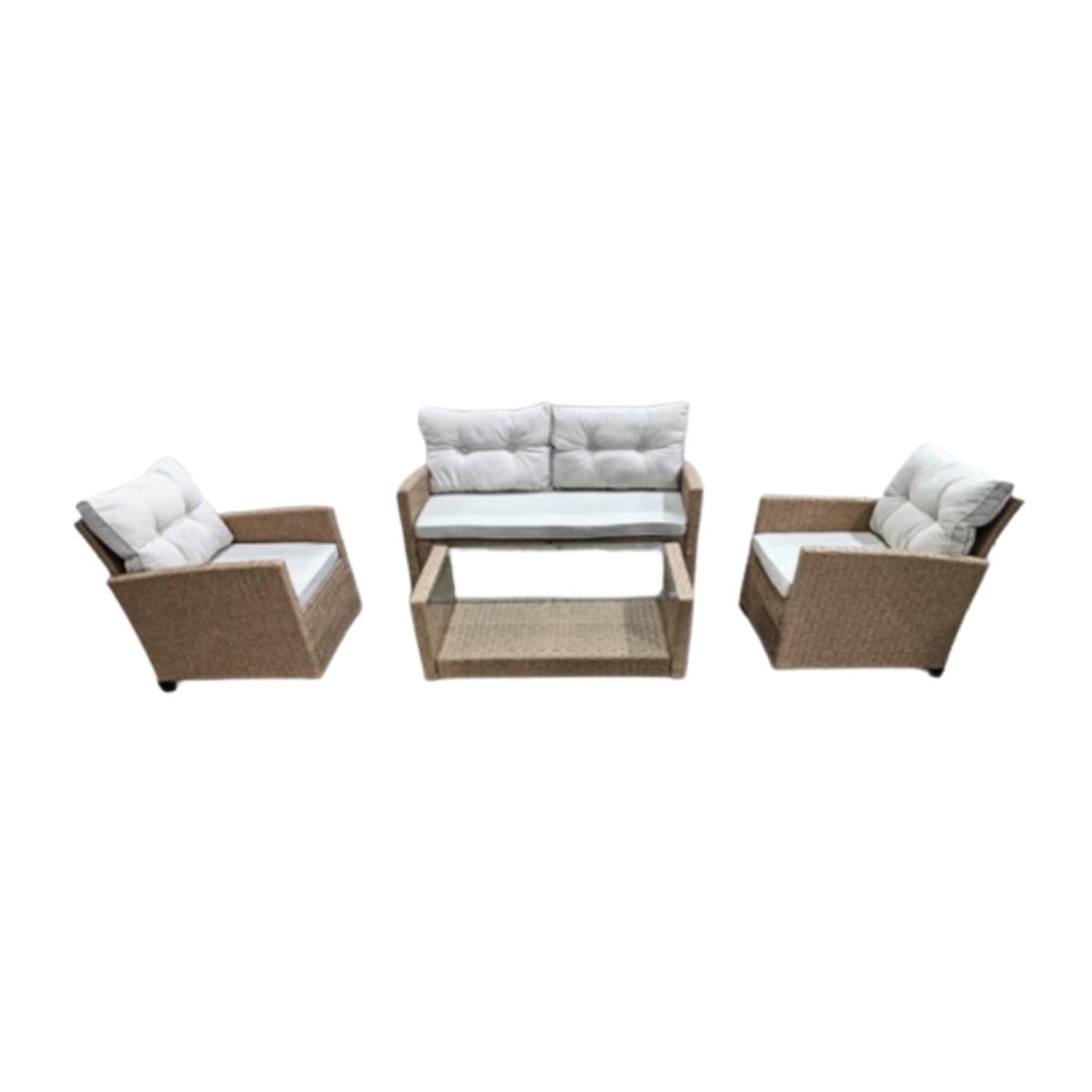 Arizona 4 Seat Rattan Outdoor Sofa Garden Lounge Set - Natural