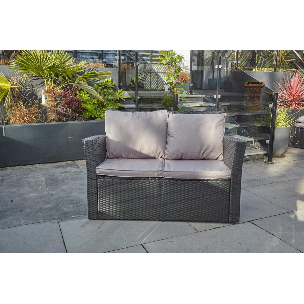 ROSEN 4 SEATER RATTAN GARDEN FURNITURE SET IN GREY - black – image 3