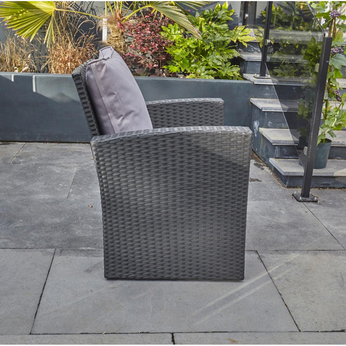 ROSEN 4 SEATER RATTAN GARDEN FURNITURE SET IN GREY - black – image 5