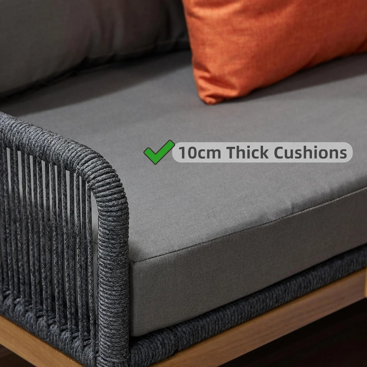 Aluminium 9 Seaters Outdoor Corner Sofa Set with Stool - Grey – image 7