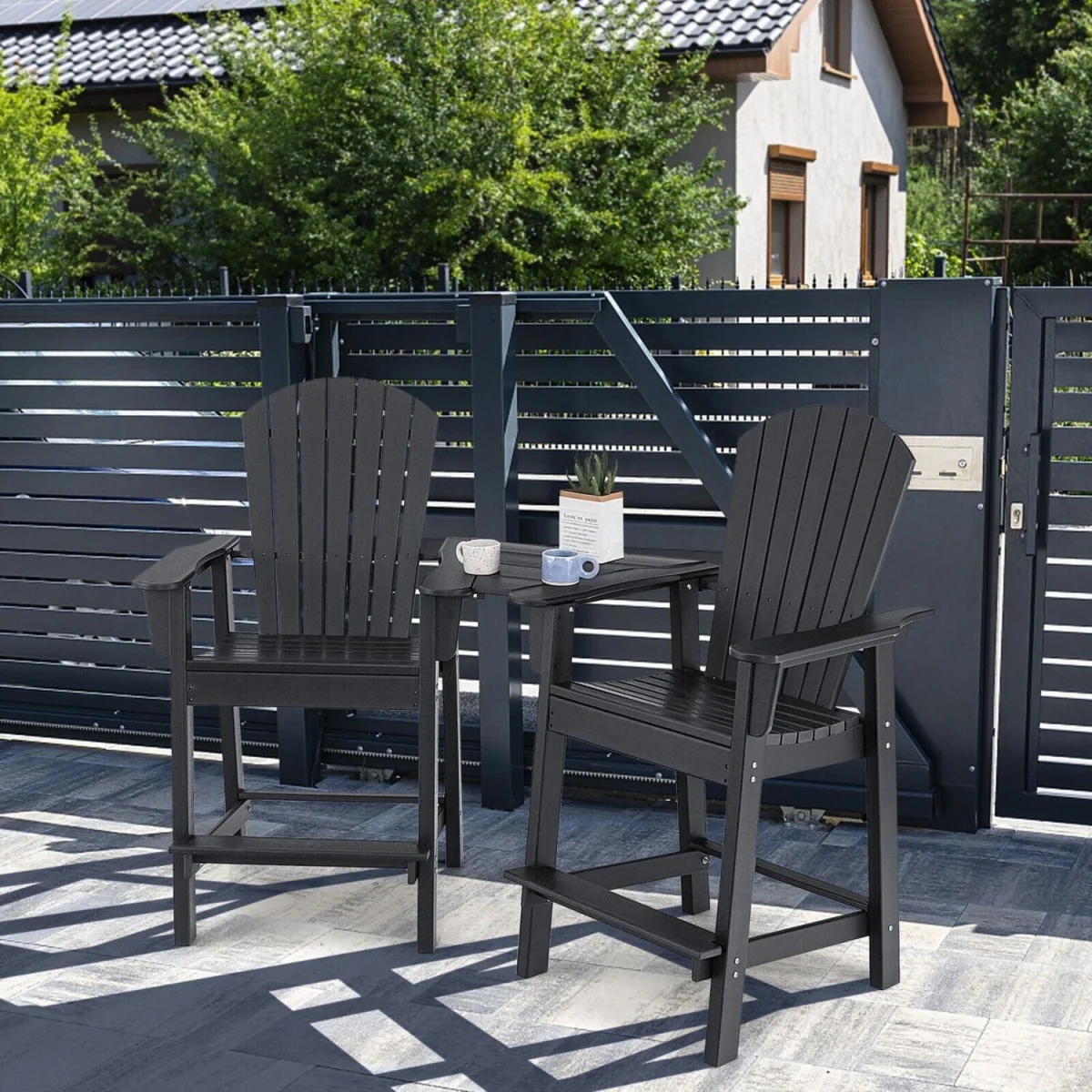 Costway Bar Height Balcony Loveseat-Black - Black – image 3