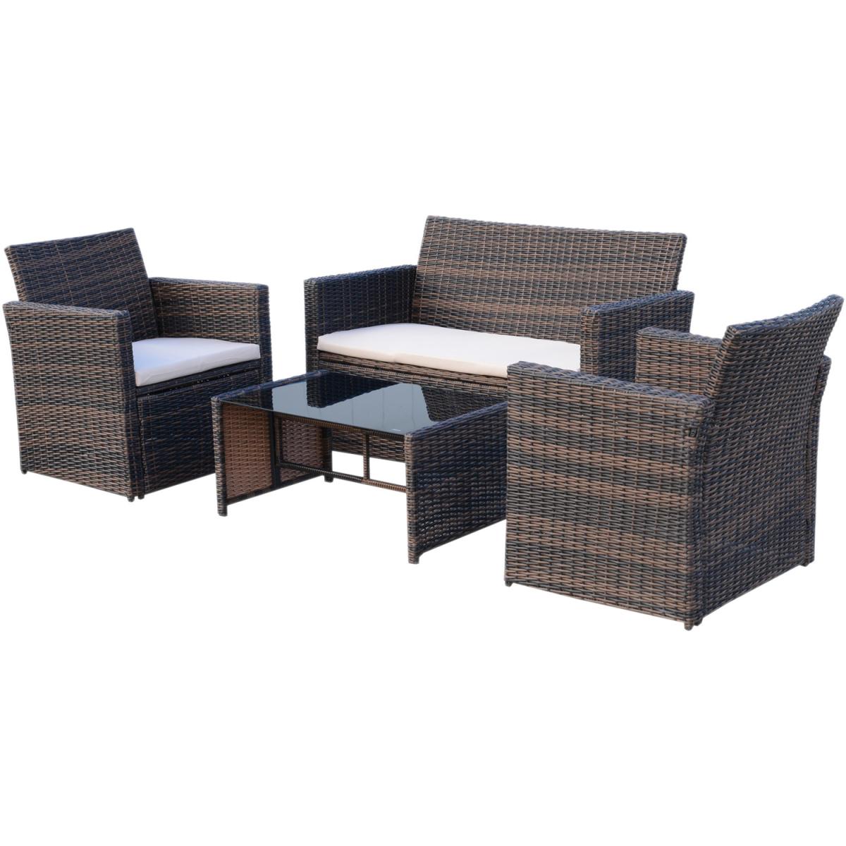 4 Piece Rattan Garden Sofa Set - Brown – image 6