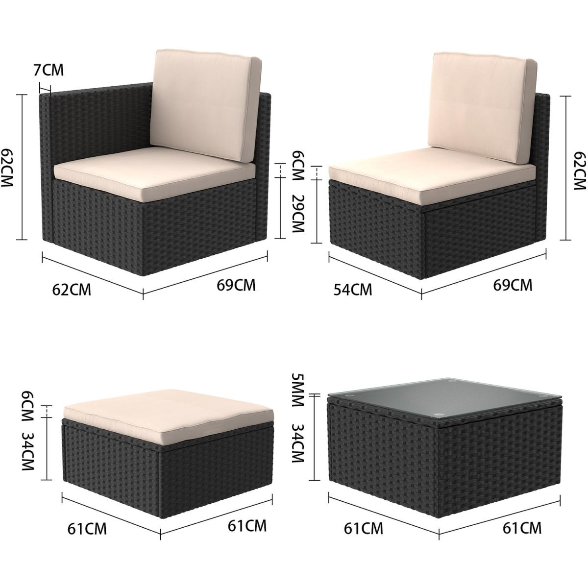 5 Piece Rattan Garden Patio Sofa Set - Grey / Cover – image 5