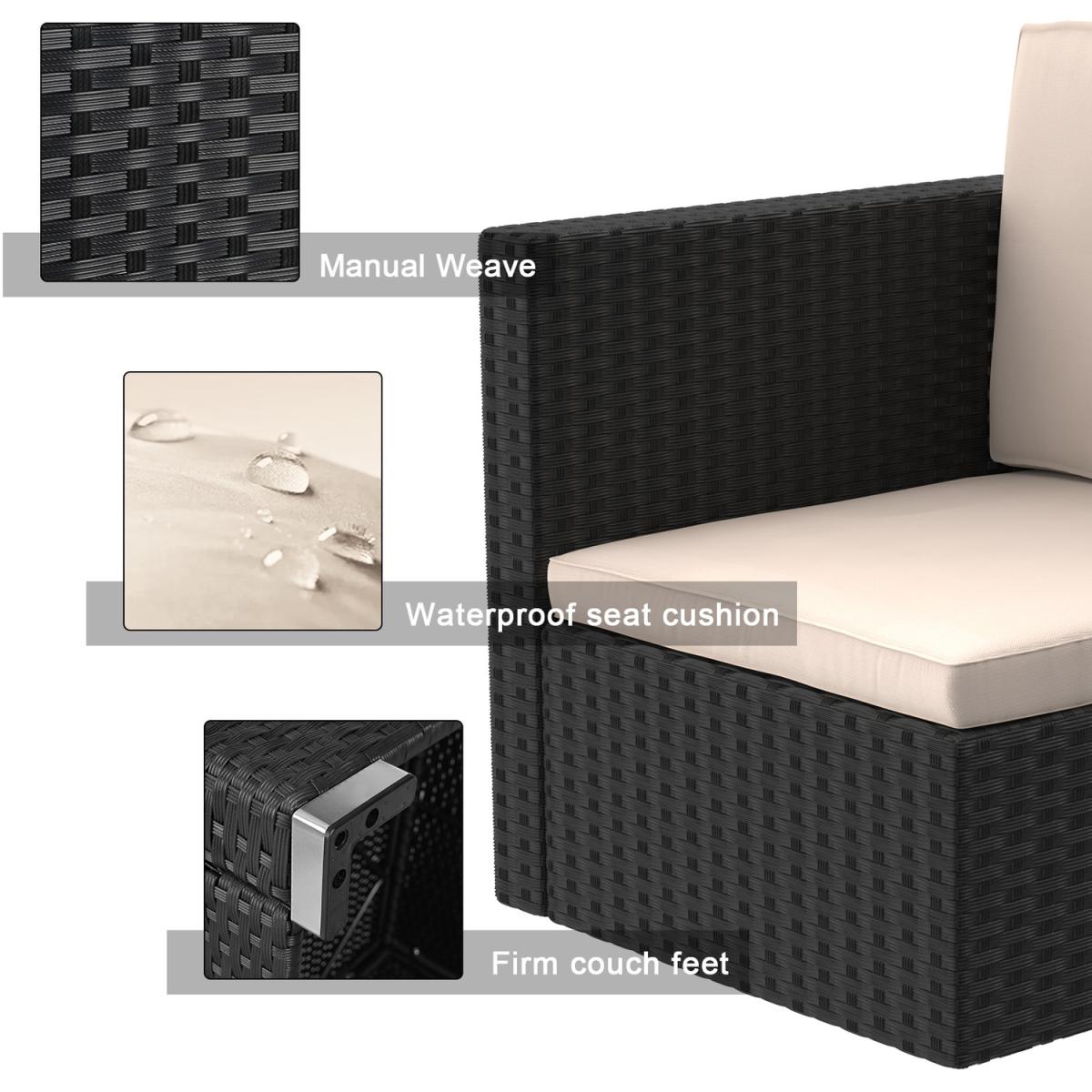 5 Piece Rattan Garden Patio Sofa Set - Grey / Cover – image 6
