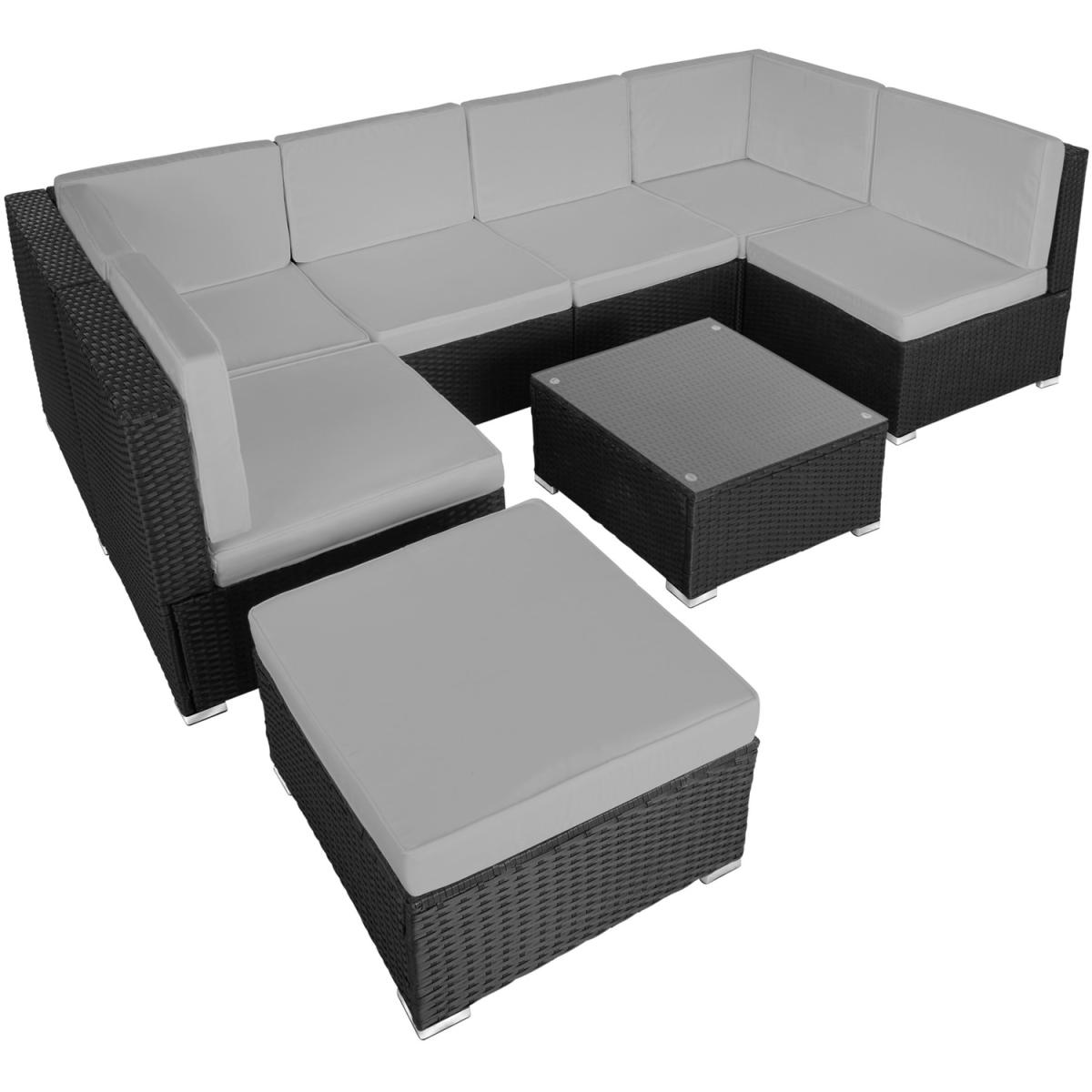 Garden Corner Sofa Set Venice 7 Seats 1 Table - Black/Grey – image 5