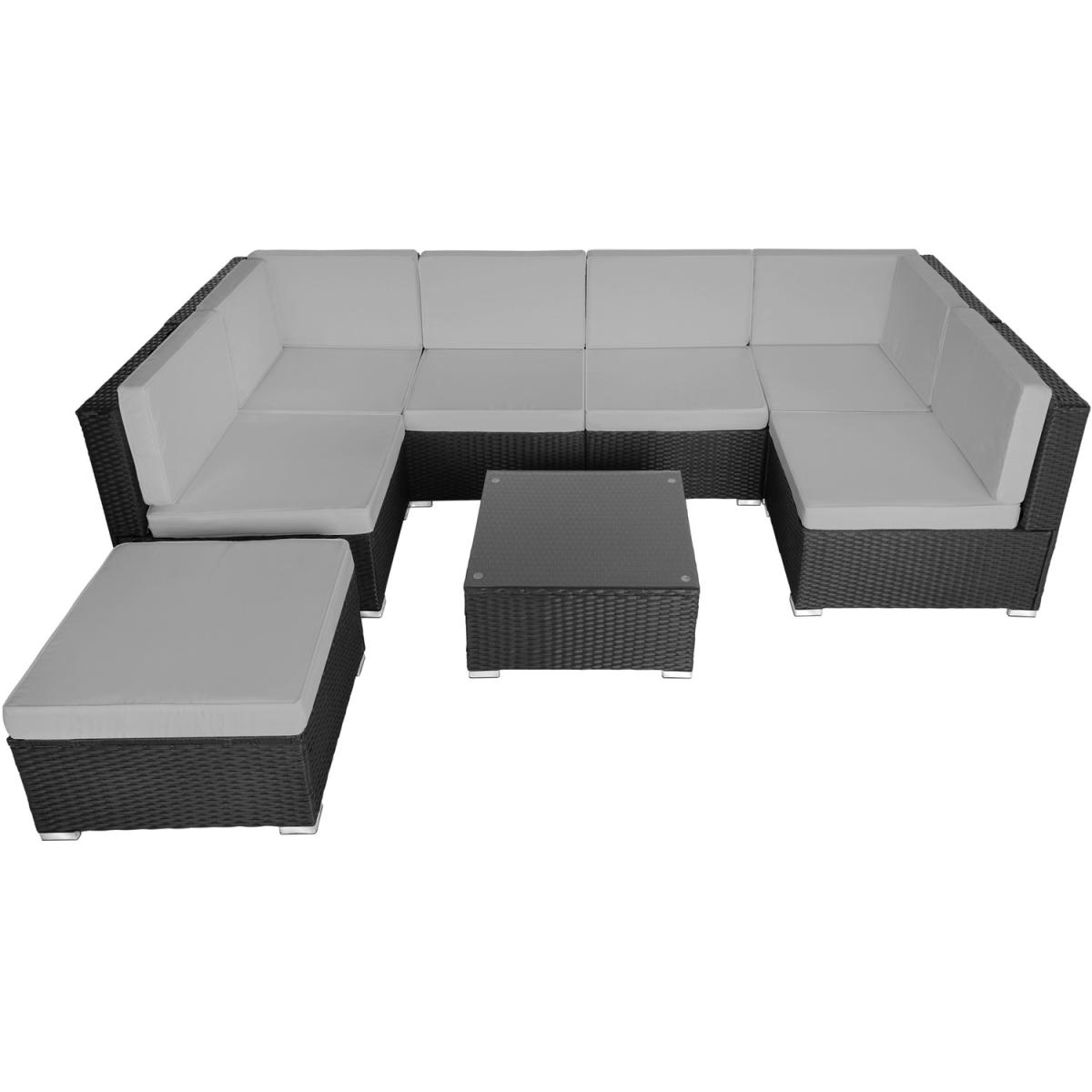 Garden Corner Sofa Set Venice 7 Seats 1 Table - Black/Grey – image 6