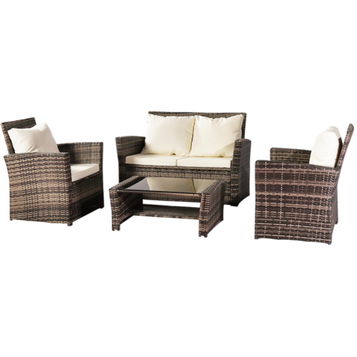 4 Seat Outdoor Garden Rattan Furniture Set - Grey – image 2