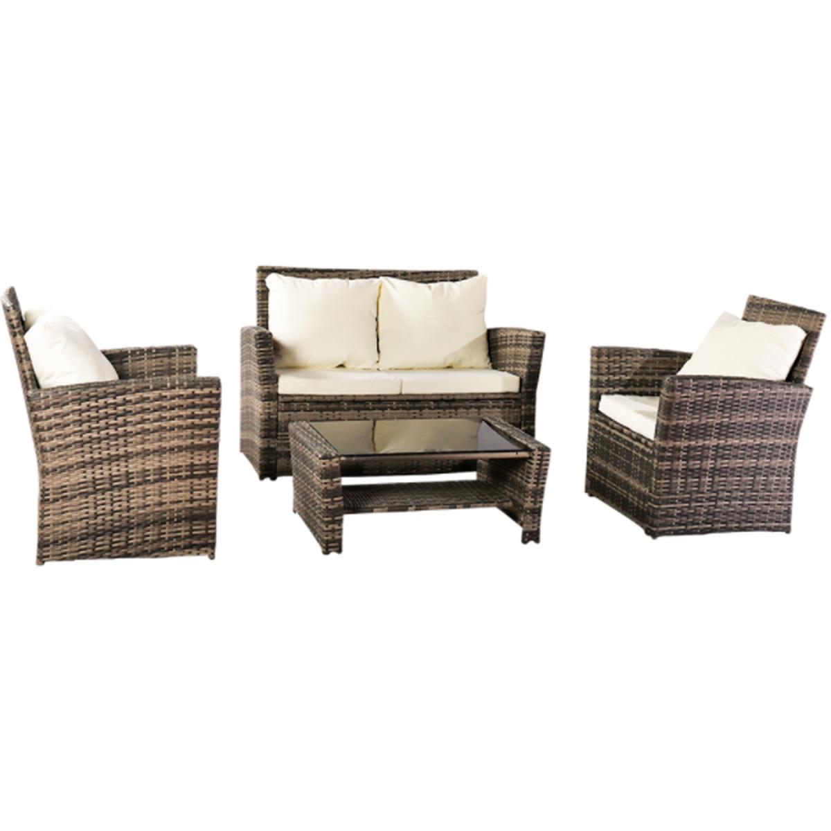 4 Seat Outdoor Garden Rattan Furniture Set - Grey – image 3