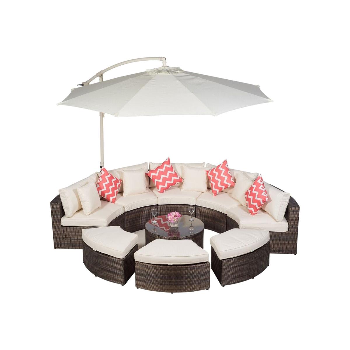Monaco Luxury Large Rattan Garden Sofa Set - Brown