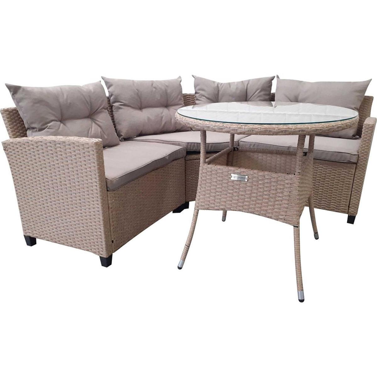 Albany Compact Rattan Corner Dining Set Oatmeal 5 Seater - Oatmeal – image 2