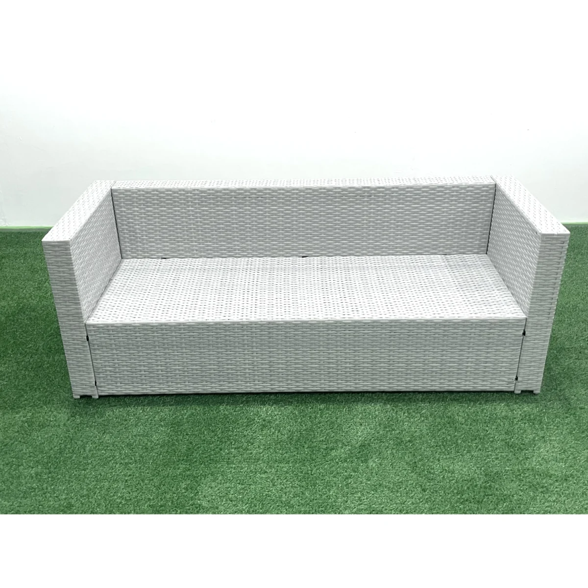 Fimous 12-Seater Light Grey Mixed Rattan Garden Sofa Set with Oblong Glass Table - Light Grey Mixed – image 4