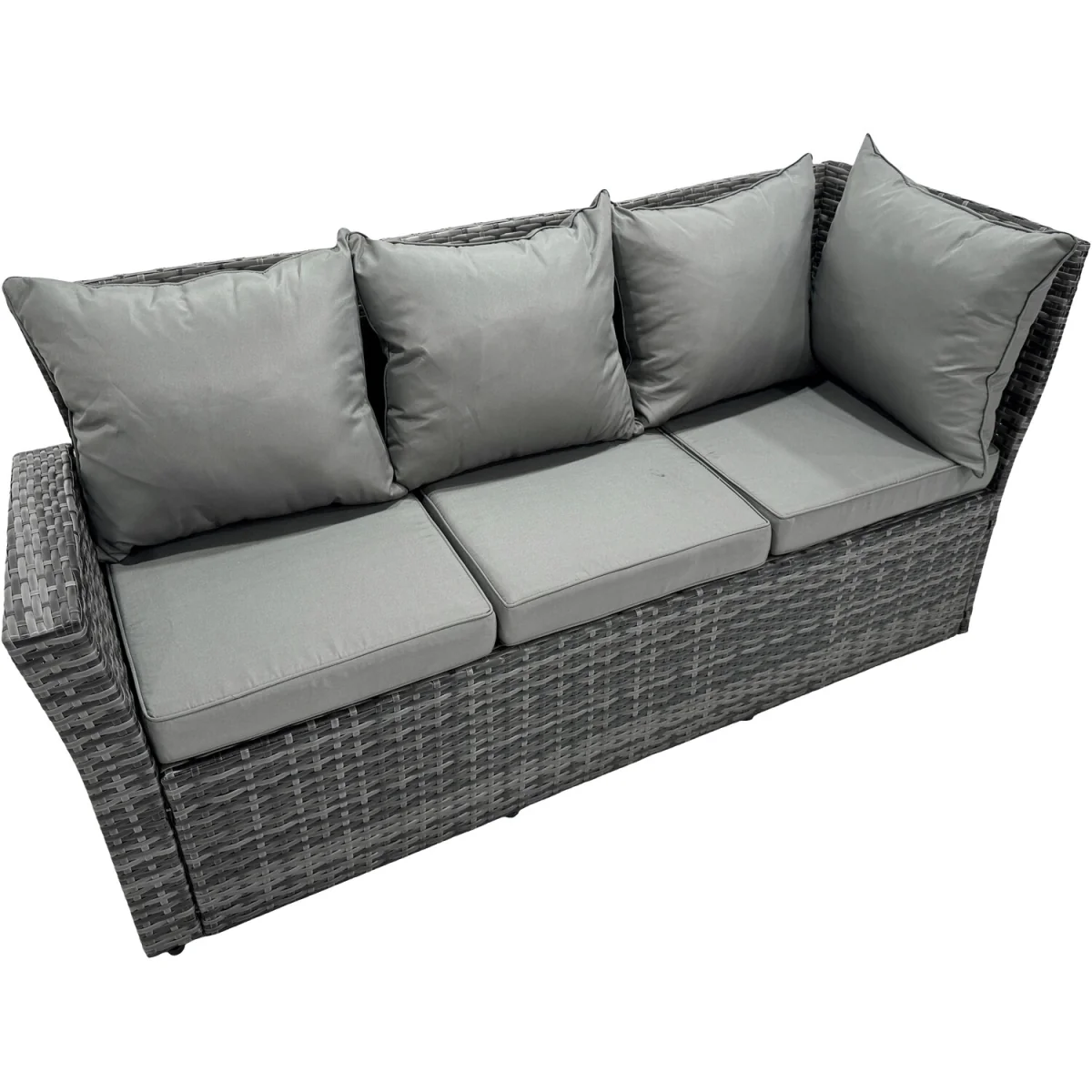 Fimous 9 Seat Poly Rattan Outdoor Corner Sofa Set Dark Grey Mixed - Dark grey mixed rattan with dark grey fabric – image 2