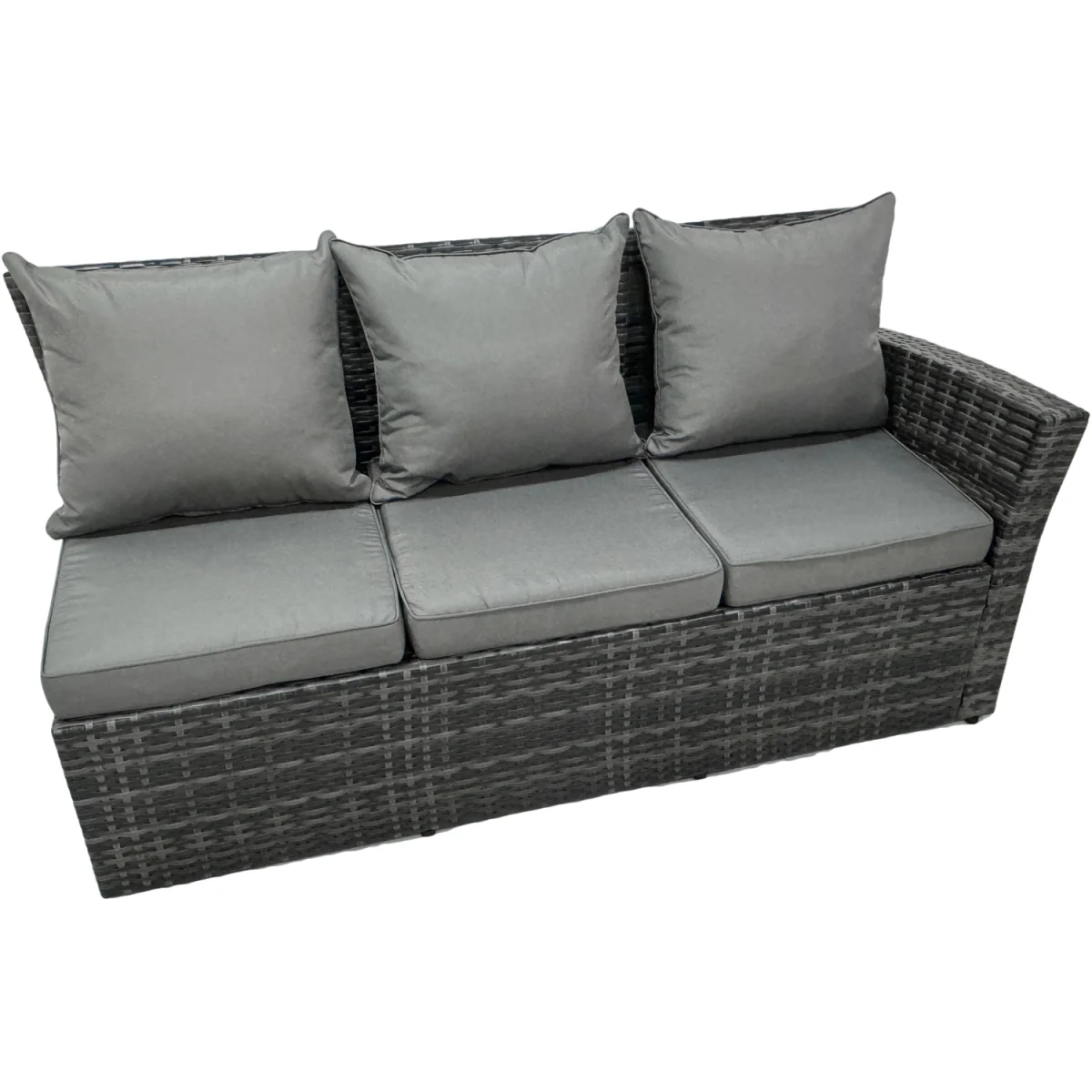 Fimous 9 Seat Poly Rattan Outdoor Corner Sofa Set Dark Grey Mixed - Dark grey mixed rattan with dark grey fabric – image 3