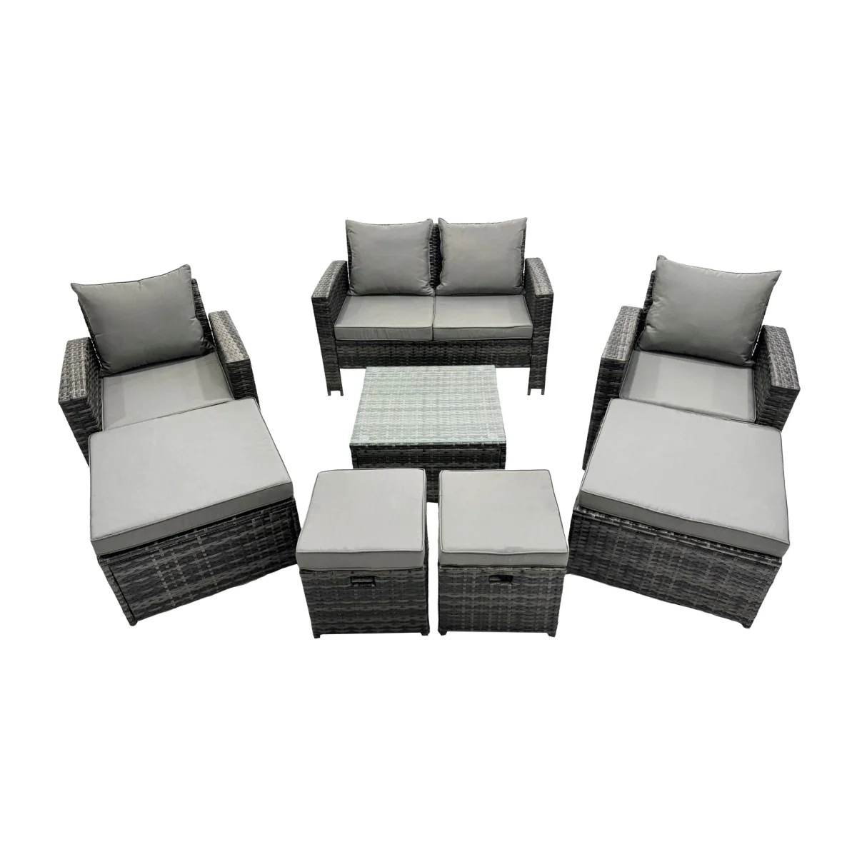 Fimous PE Rattan 8-Seater Garden Lounge Set, Dark Grey Mixed - Dark Grey Mixed – image 1