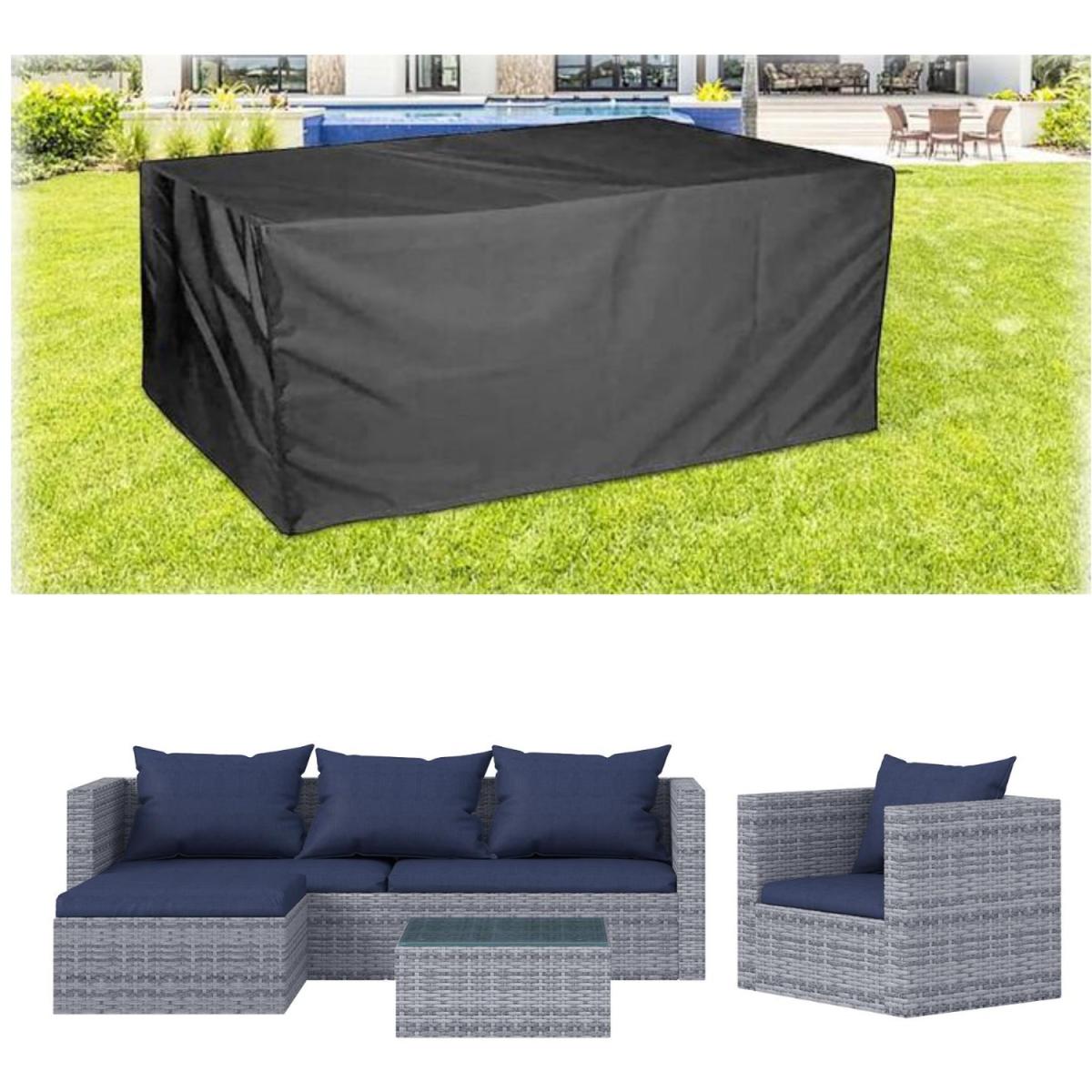 Outdoor Garden Rattan Furniture Set with Cover - Grey / 4 Seat – image 7