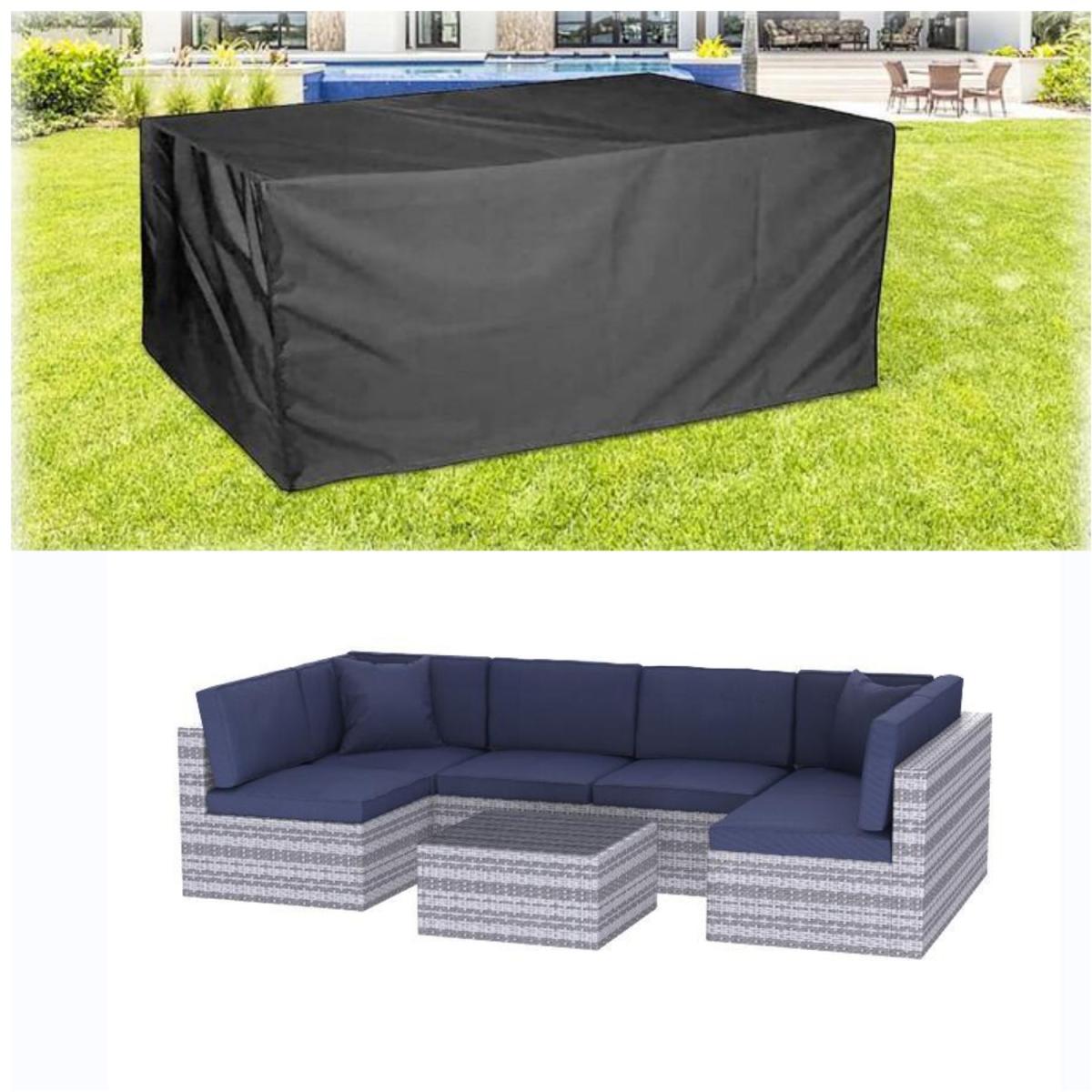 Outdoor Garden Rattan Furniture Set with Cover - Grey / 4 Seat – image 8