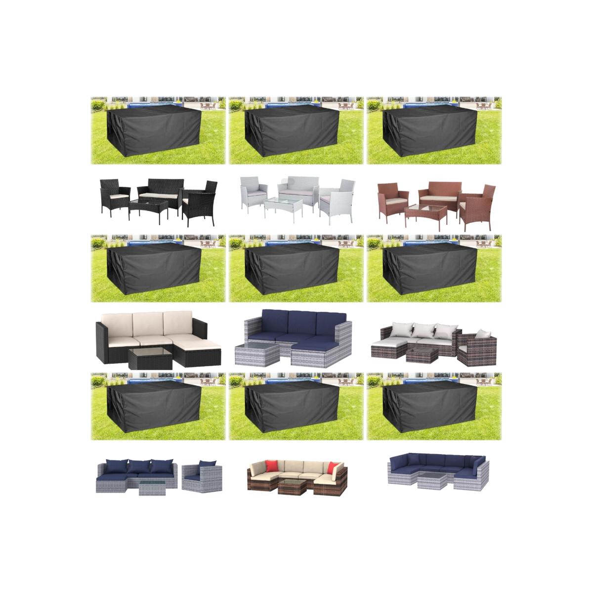 Outdoor Garden Rattan Furniture Set with Cover - Grey / 4 Seat – image 1