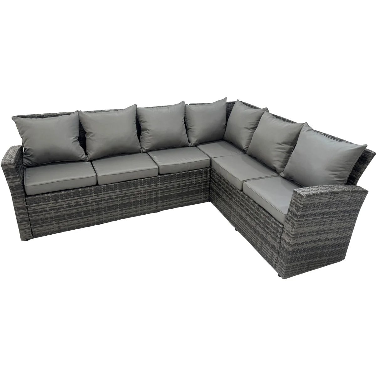 Fimous 9-Seater Rattan Outdoor Sofa Set with Coffee Table, Chair & 2 Footstools - Dark Grey Mixed - Dark Grey Mixed – image 4