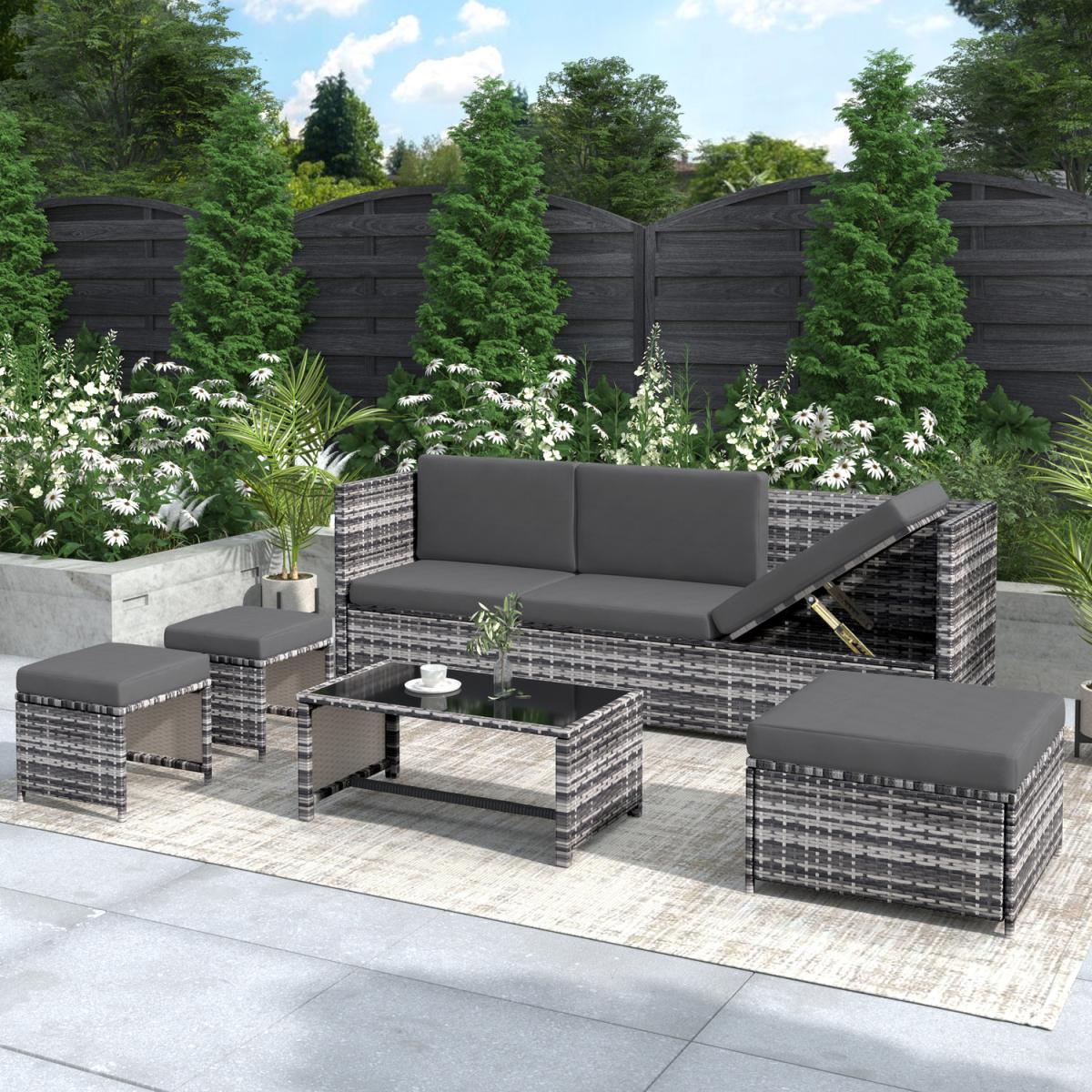Garden Ratten Lounge Sofa Set - Grey