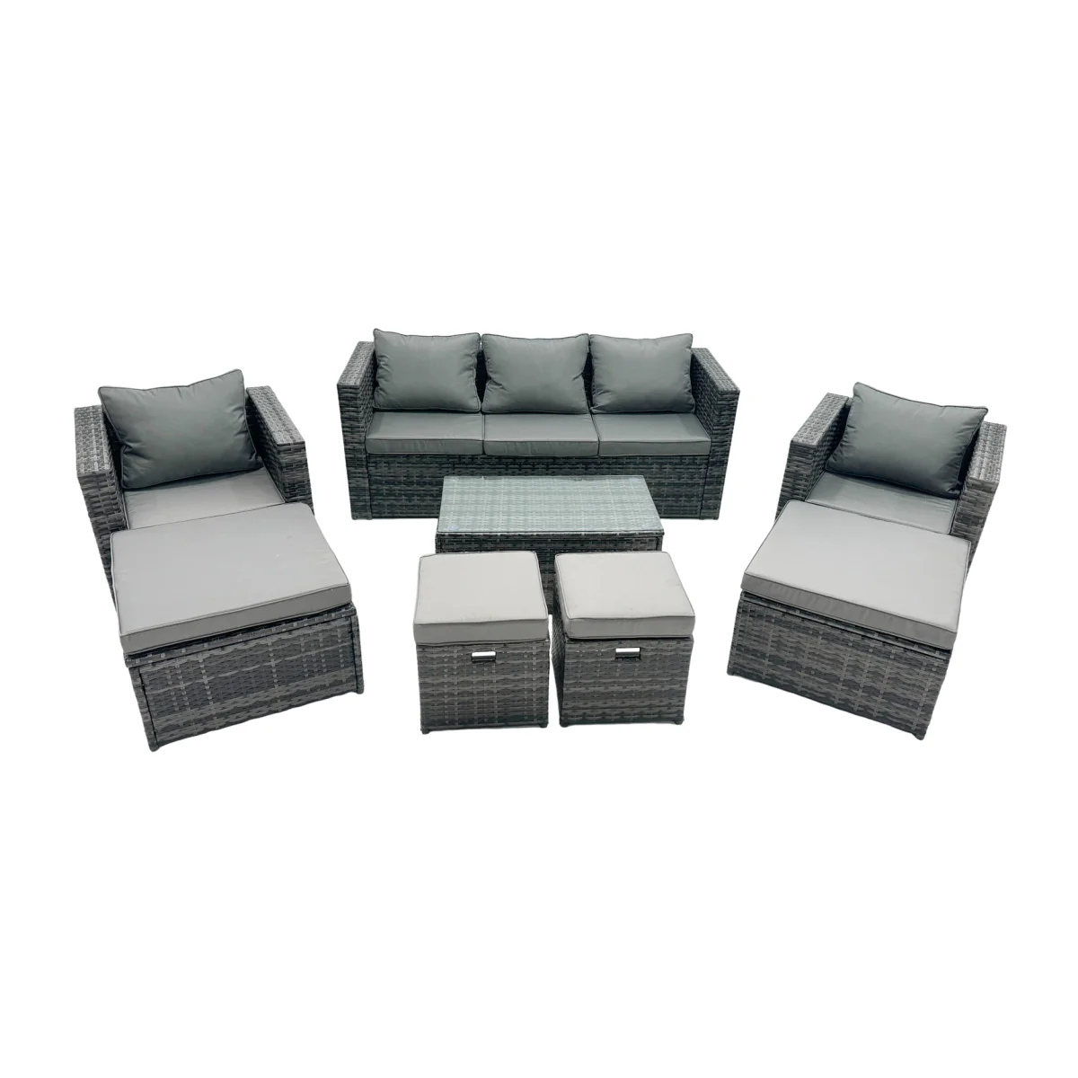 Fimous 8-Piece Outdoor Rattan Sofa Set Dark Grey Mixed - Dark Grey Mixed – image 1