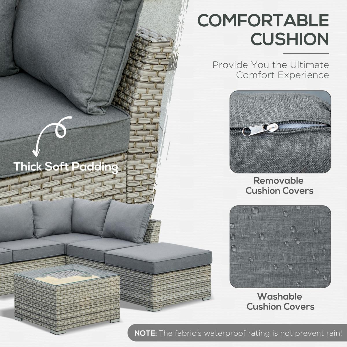 4 Pieces Patio PE Rattan Sofa Set Outdoor - Grey – image 4