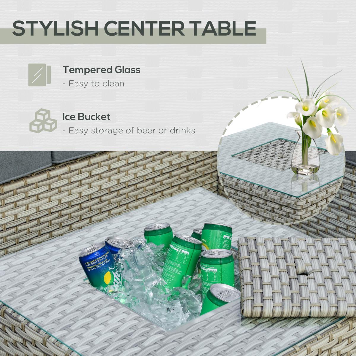 4 Pieces Patio PE Rattan Sofa Set Outdoor - Grey – image 5