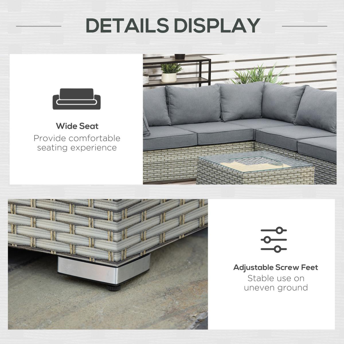 4 Pieces Patio PE Rattan Sofa Set Outdoor - Grey – image 6