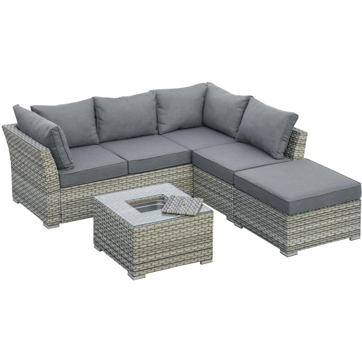 4 Pieces Patio PE Rattan Sofa Set Outdoor - Grey – image 8