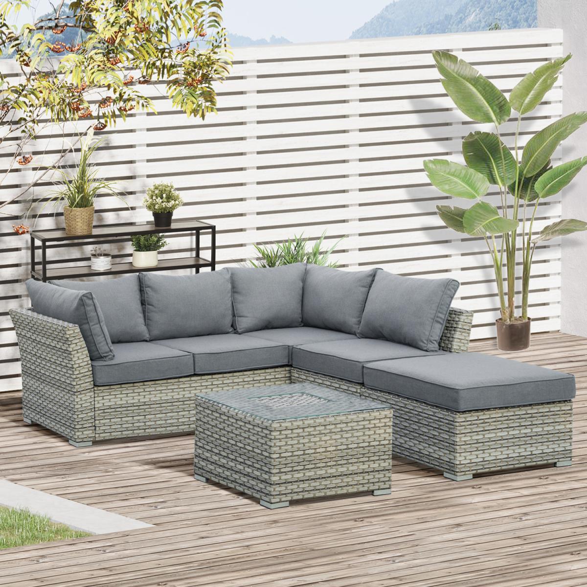 4 Pieces Patio PE Rattan Sofa Set Outdoor - Grey – image 1