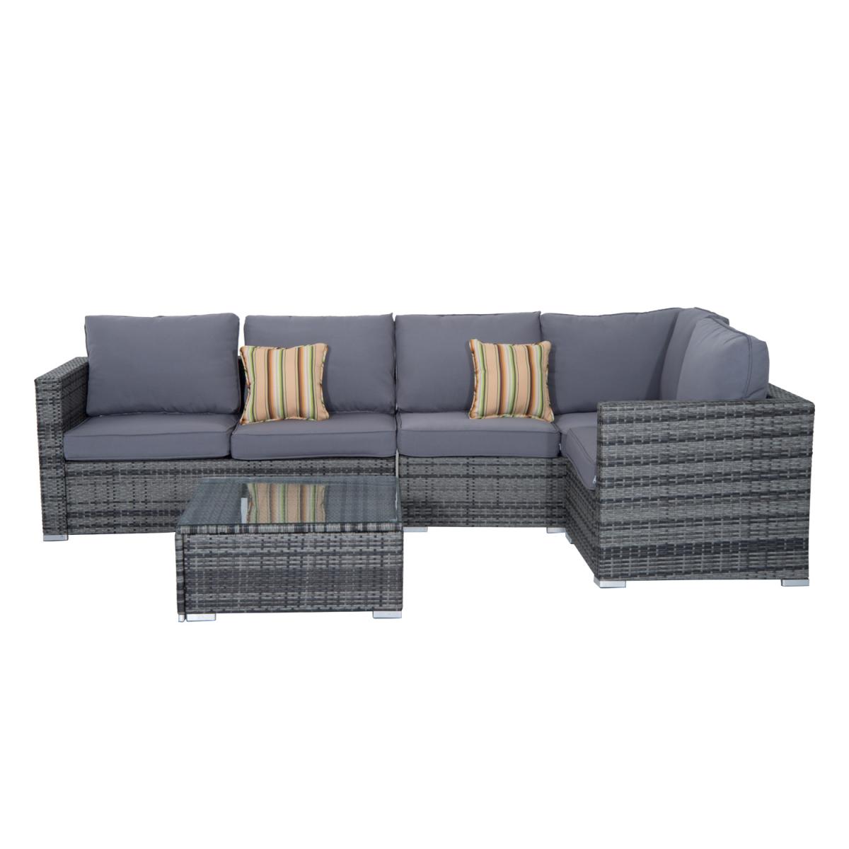 4 Pieces Rattan Furniture Set Sofa Chair Coffee Table - Grey – image 5