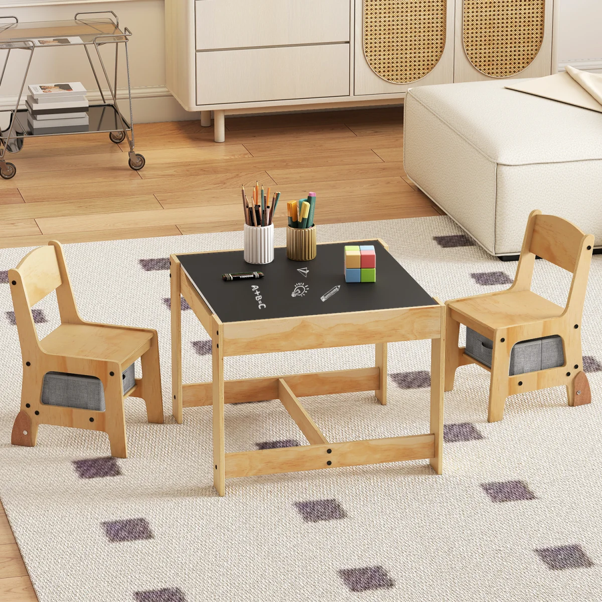 3 in 1 Kids Table and Chair Set - Black – image 2