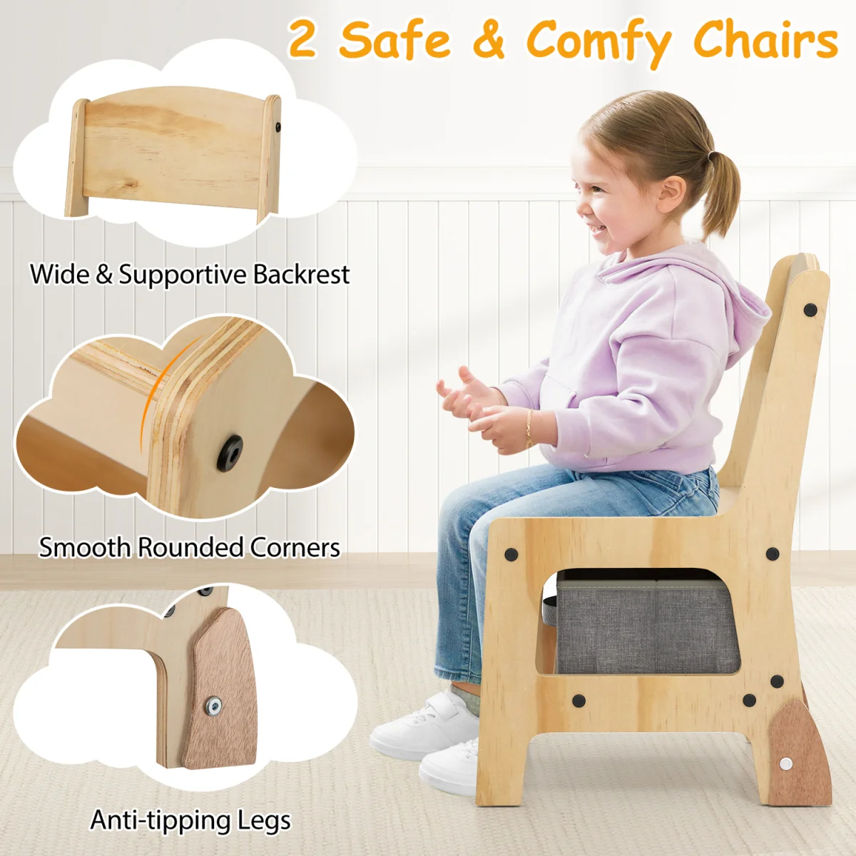 3 in 1 Kids Table and Chair Set - Black – image 4
