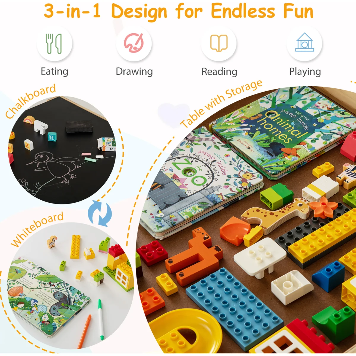 3 in 1 Kids Table and Chair Set - Black – image 6