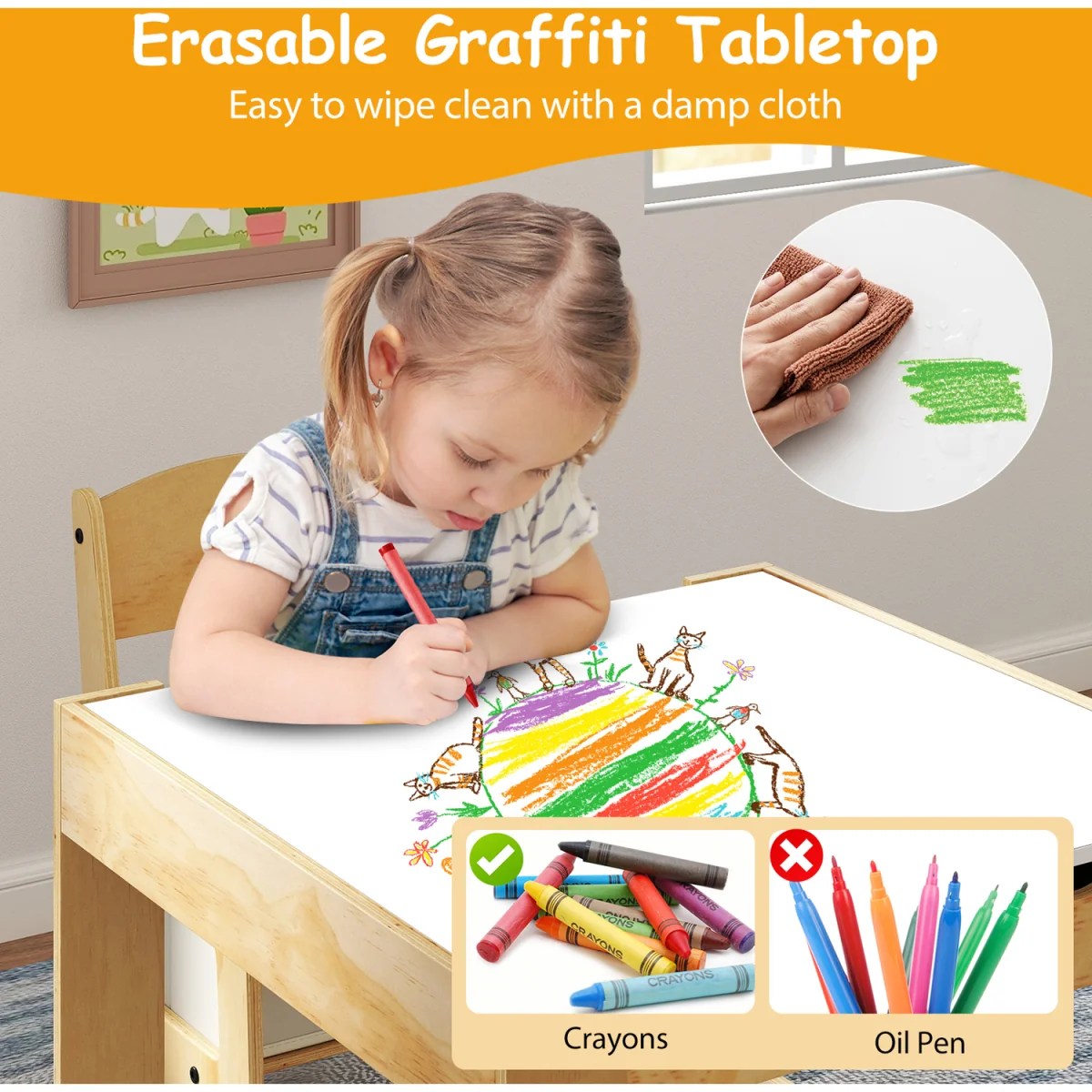 3 in 1 Kids Table and Chair Set - Black – image 7