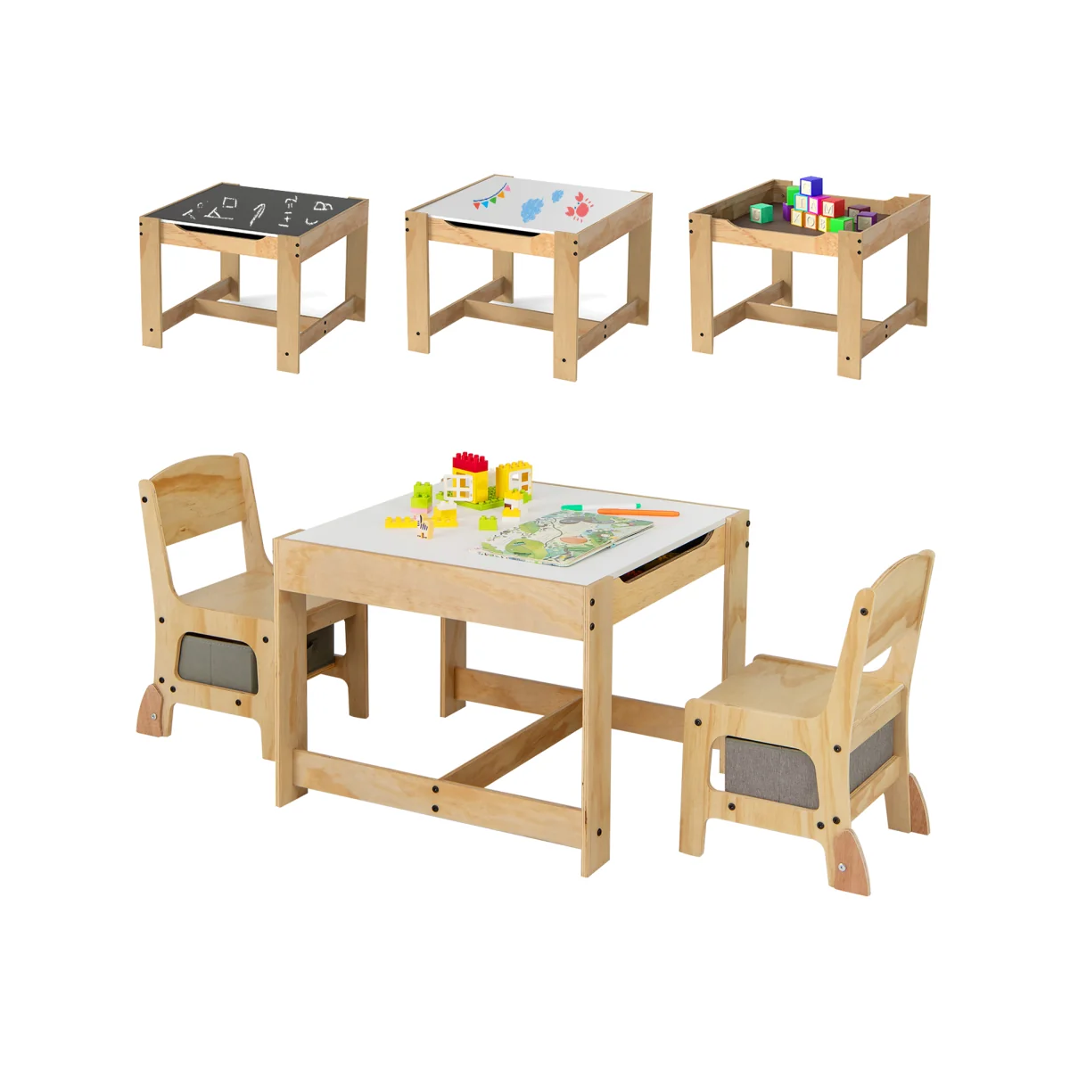 3 in 1 Kids Table and Chair Set - Black – image 1