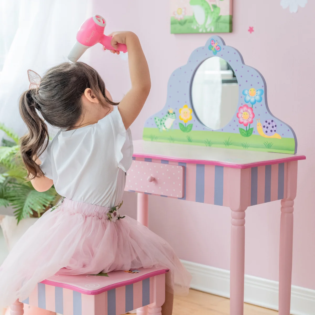 Kids Magic Garden Play Vanity Table & Stool Set - Multi – image 3