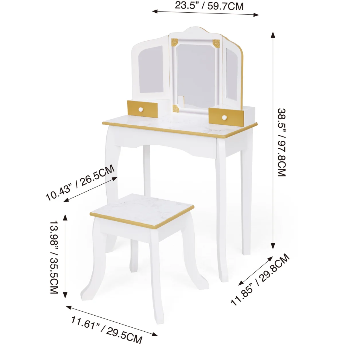 Kids Versailles Karolina Kids Play Vanity Table & Stool - White – image 2
