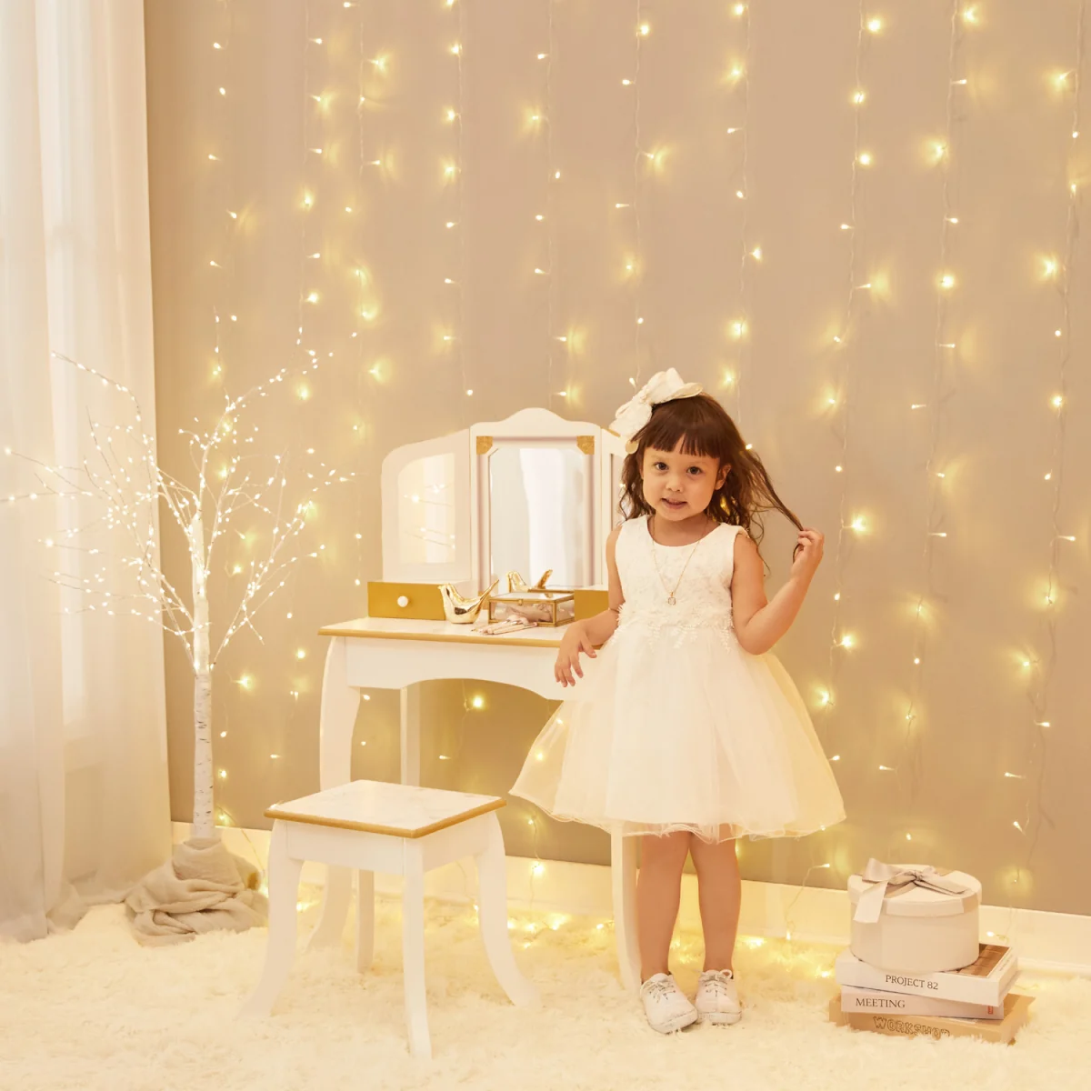 Kids Versailles Karolina Kids Play Vanity Table & Stool - White – image 6