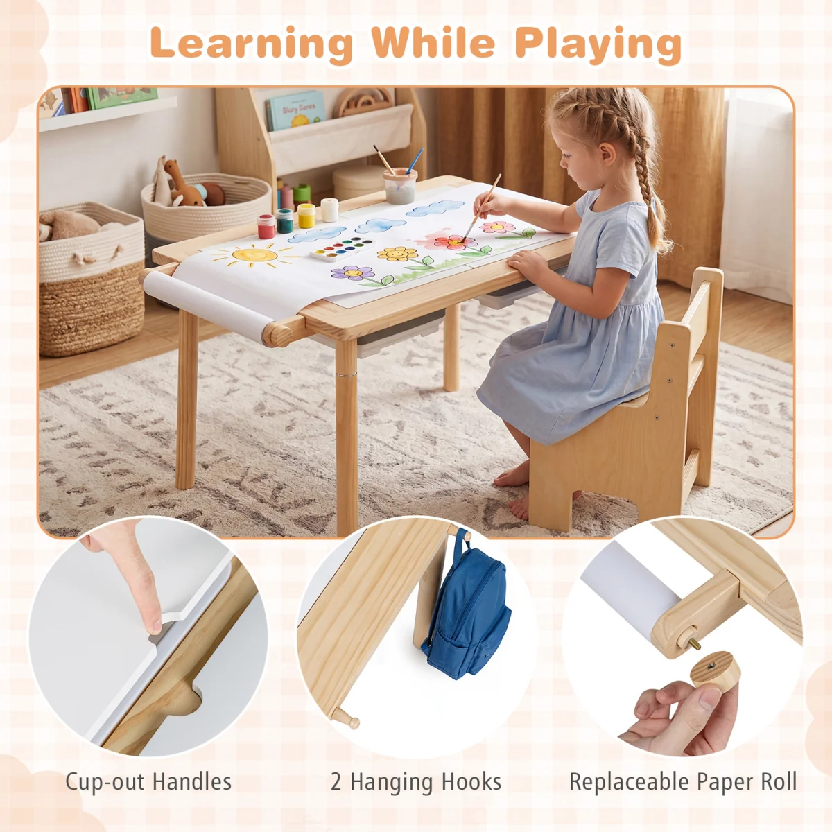 Kids Sensory Table and Chair Set - Natural – image 4