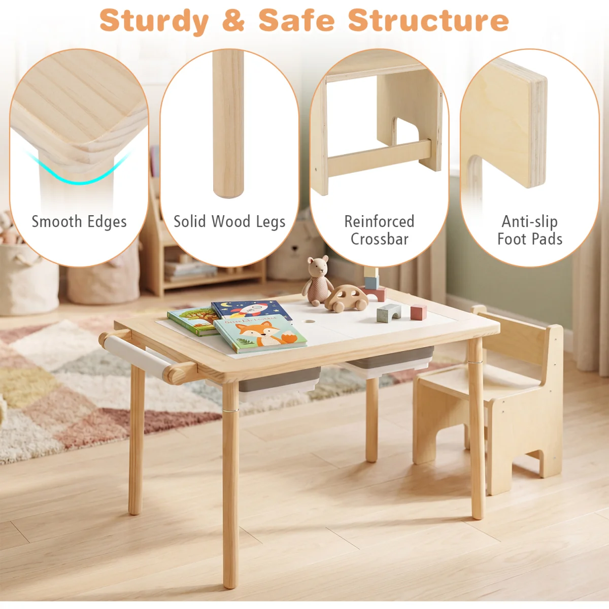 Kids Sensory Table and Chair Set - Natural – image 5