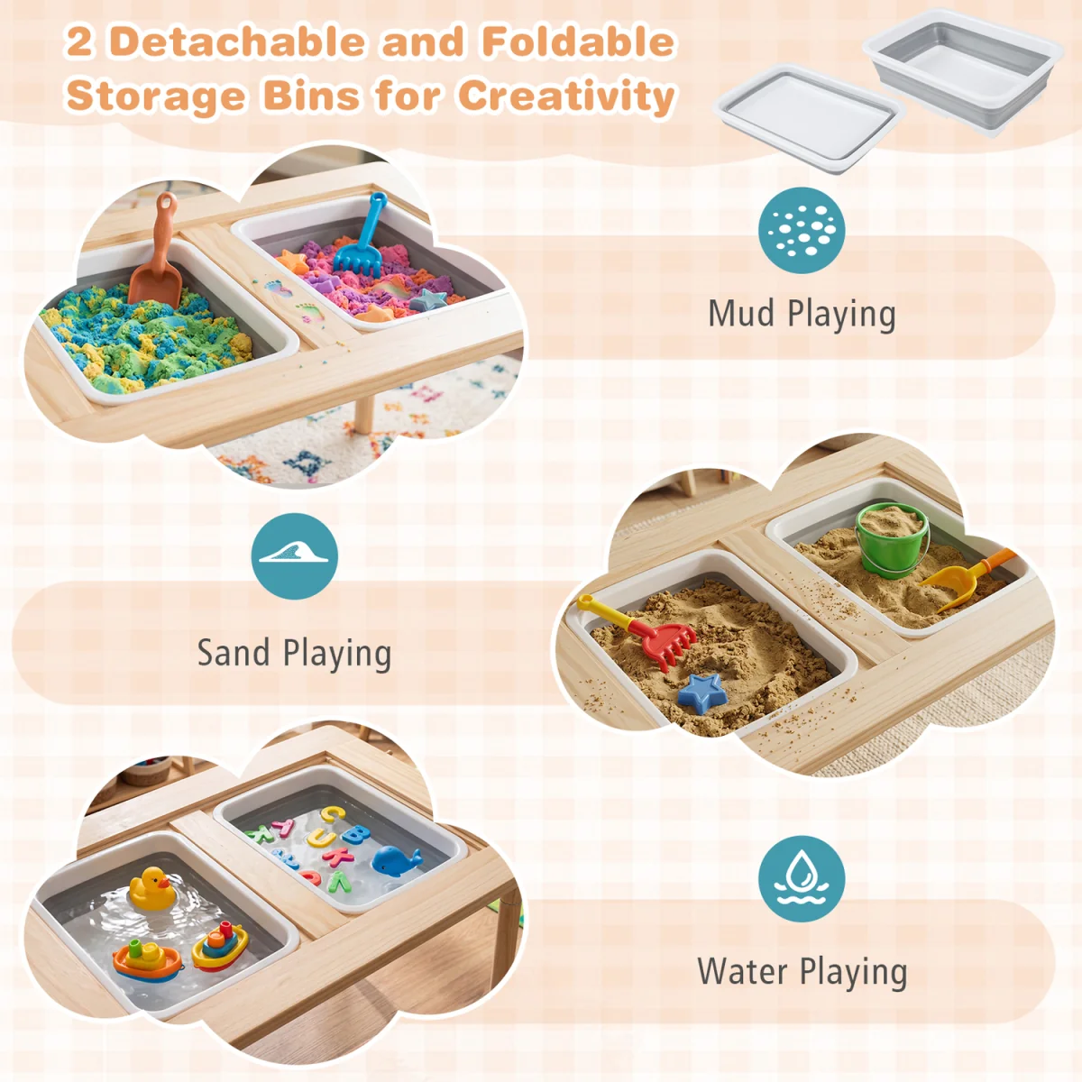 Kids Sensory Table and Chair Set - Natural – image 6