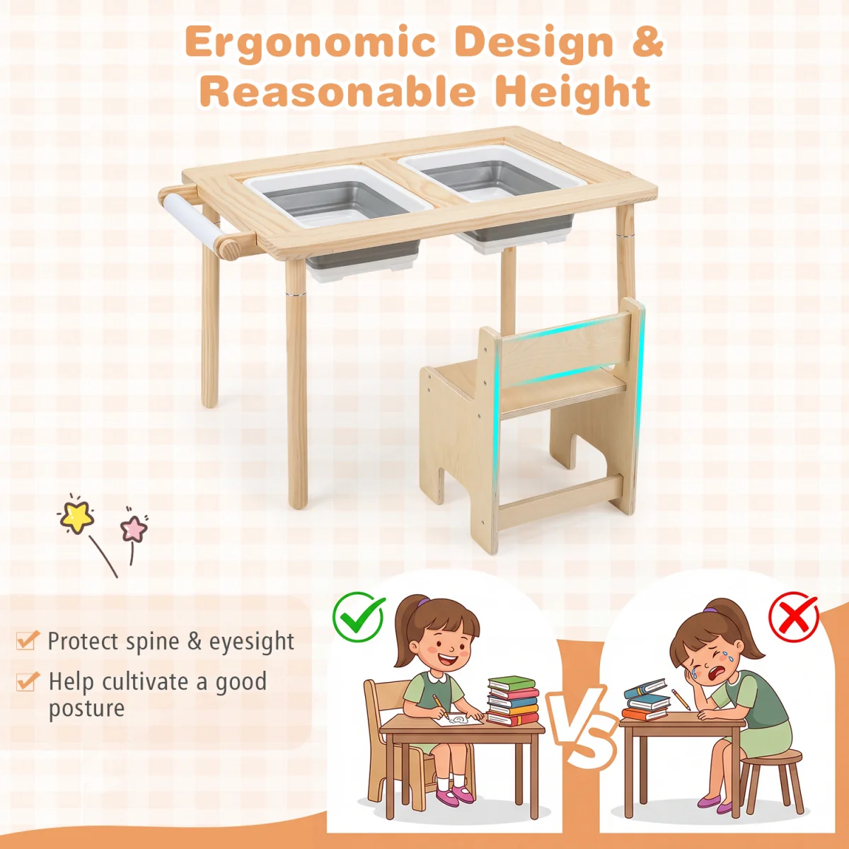 Kids Sensory Table and Chair Set - Natural – image 7