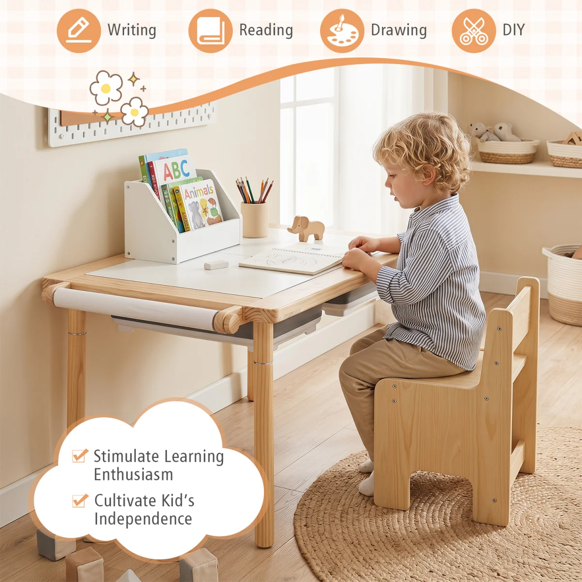 Kids Sensory Table and Chair Set - Natural – image 8
