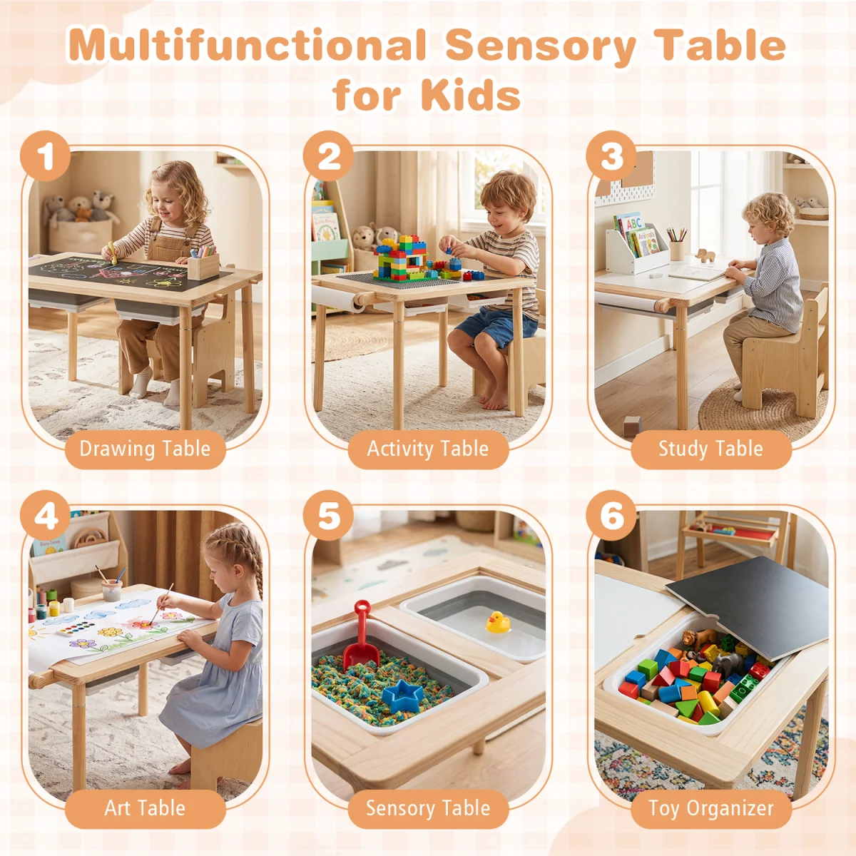 Kids Sensory Table and Chair Set - Natural – image 9