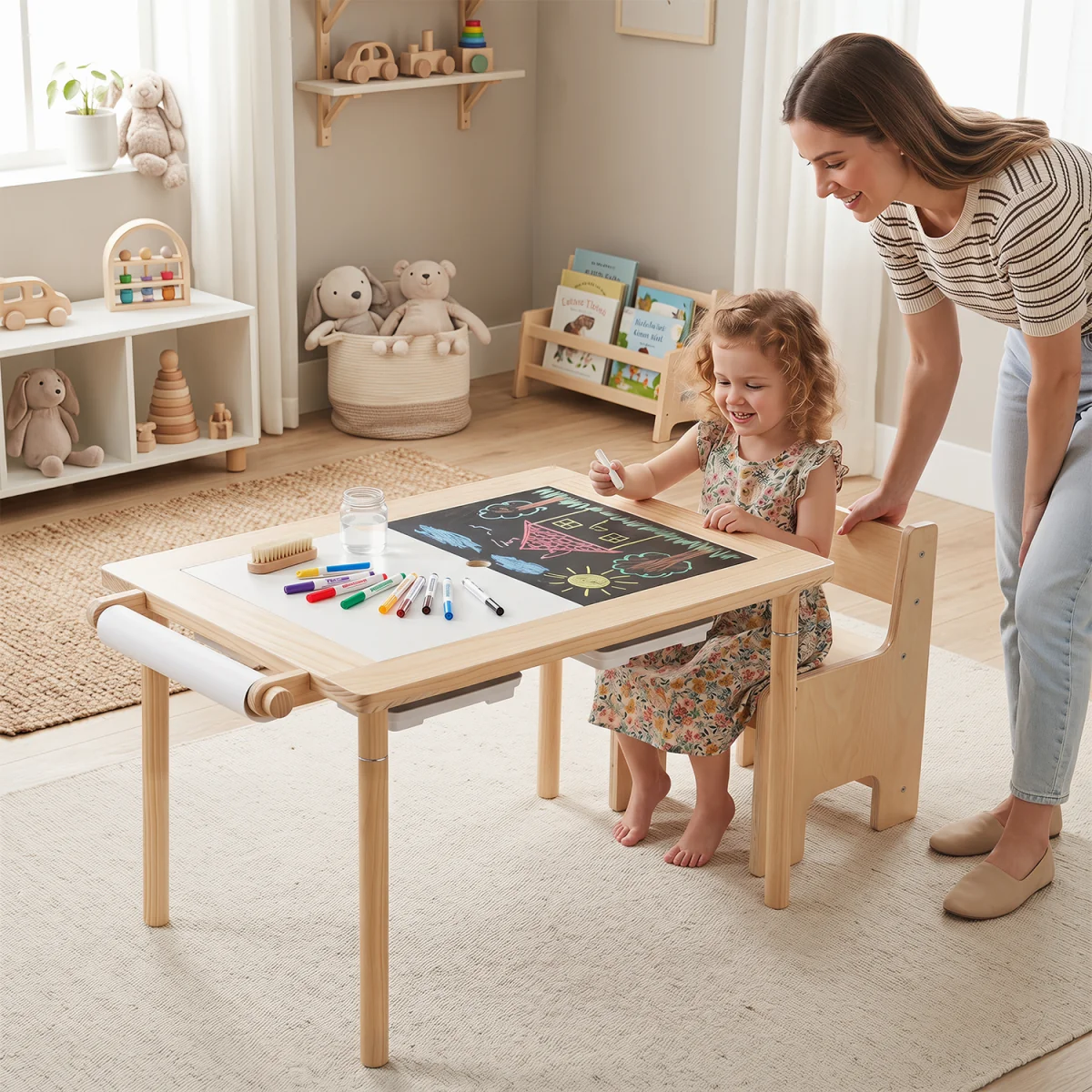 Kids Sensory Table and Chair Set - Natural – image 1
