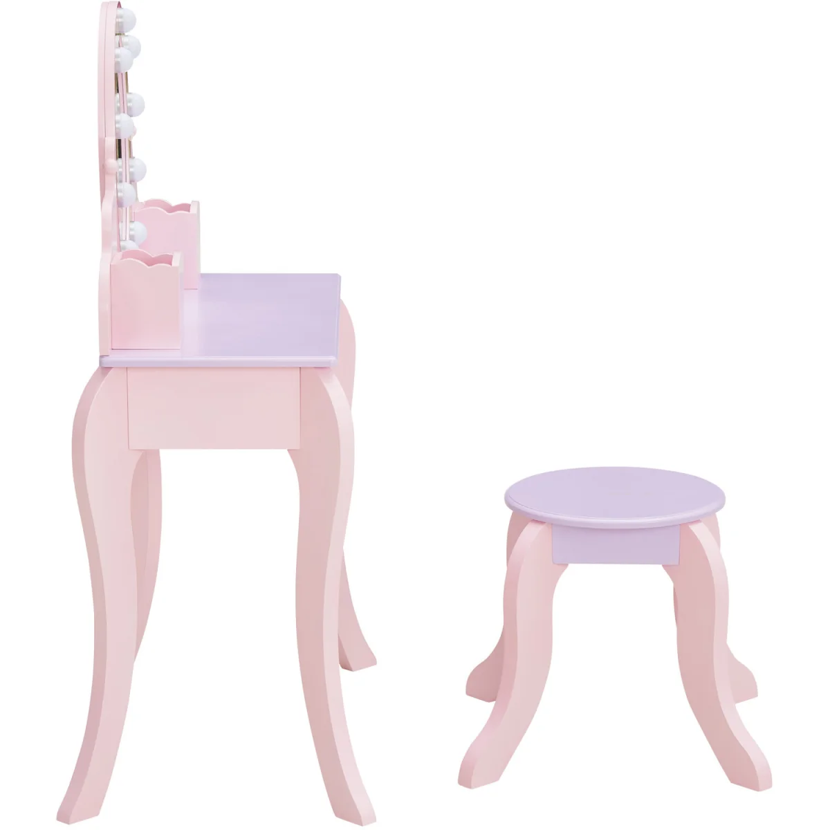 Teamson Kids Vanity Table & Stool with LED Mirror and Drawer Storage - Pink – image 7