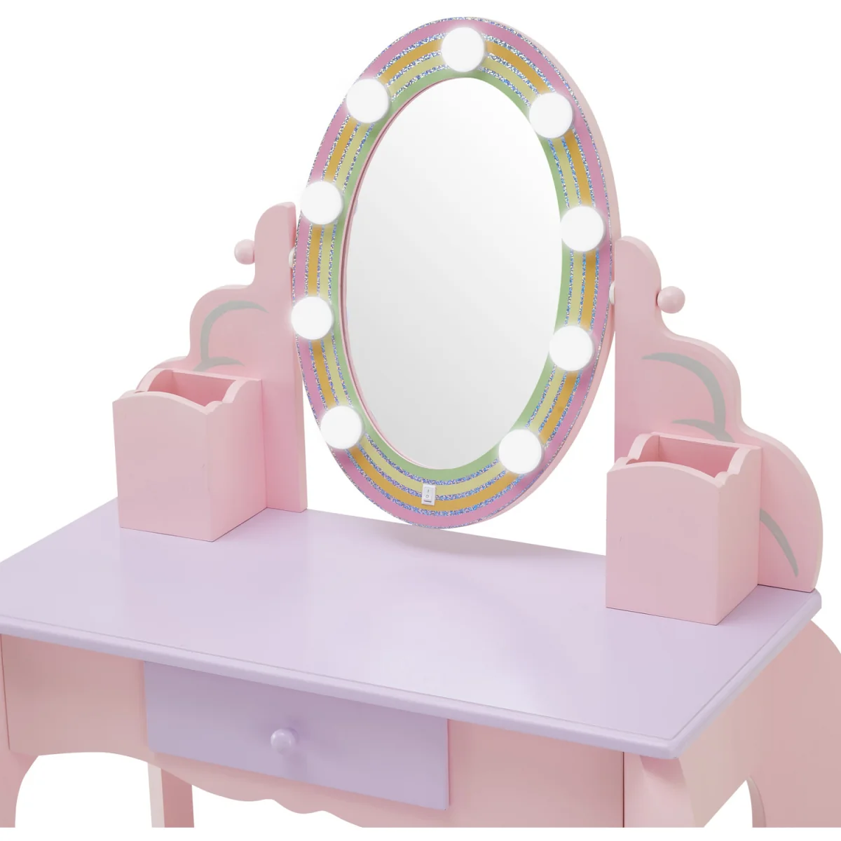 Teamson Kids Vanity Table & Stool with LED Mirror and Drawer Storage - Pink – image 8