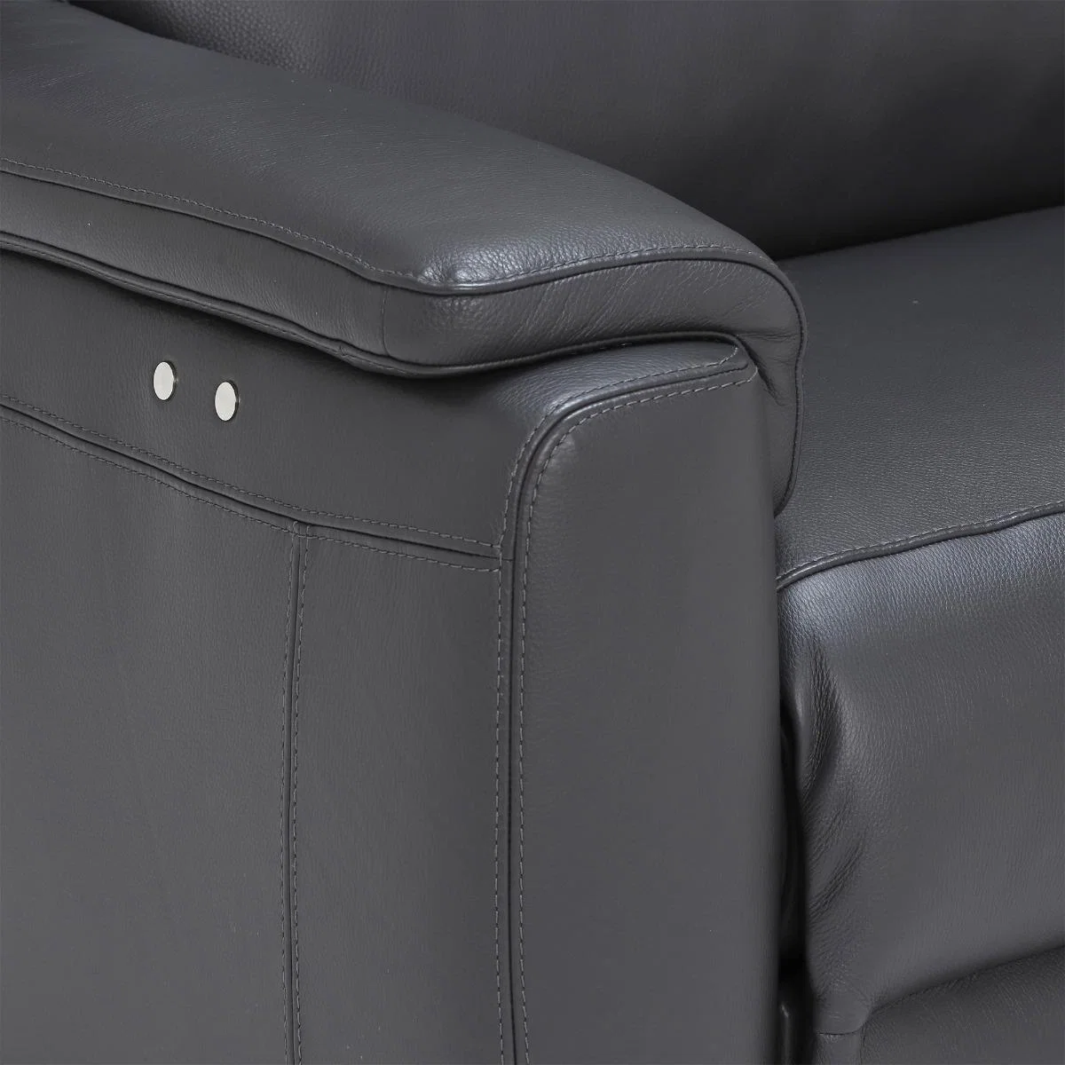 Strauss Grey Leather Recliner Loveseat – image 3